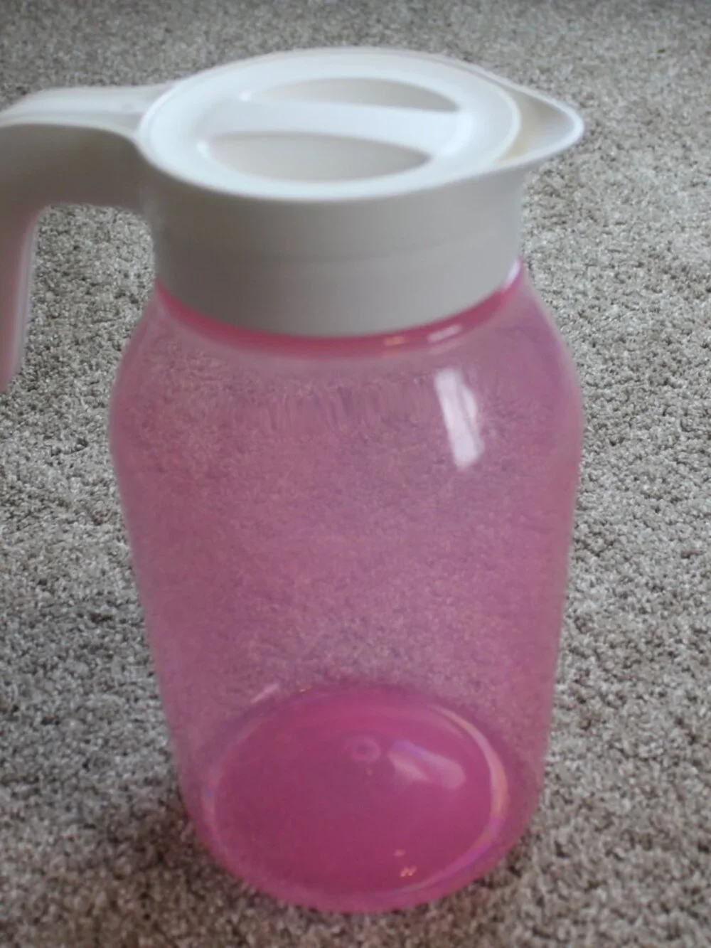 Tupperware Universal Jar 3 Qt Quart Pink Pitcher Jug Twist Lid Iced Tea Lemonade